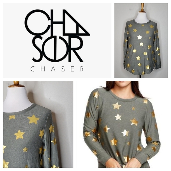 Chaser Tops - Chasers Gold Star Pullover‎ Sweatshirt Size Large